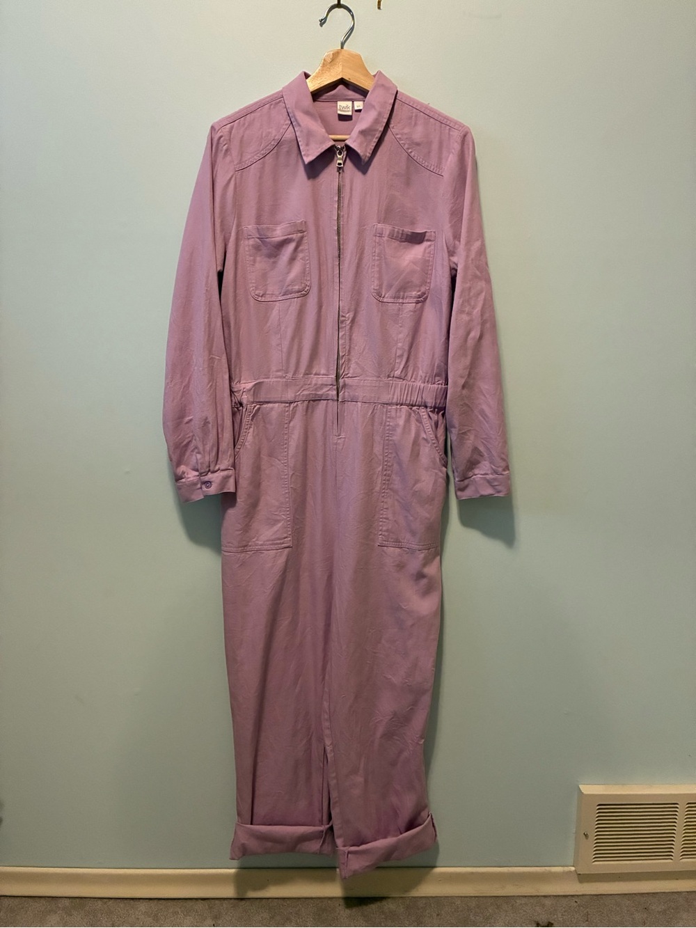 twik Lavender Long-Sleeve Zip-Front Jumpsuit